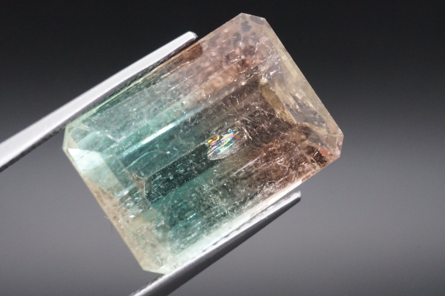 Natürlicher Bicolor-Turmalin ("Watermelon") aus Madagaskar – 15,32 ct – Smaragdschliff – Unbehandelt
